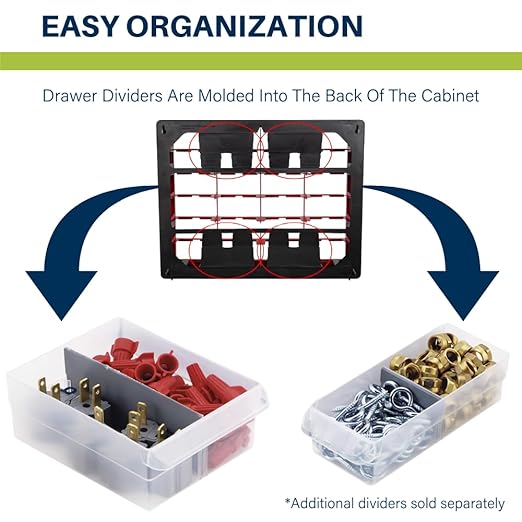 Akro-Mils 44-Drawer Plastic Drawer Storage Cabinet for Garage Organization, Bead Organizer, Building Bricks Storage, Teacher Toolbox, Makeup Organizer, 20" W x 6" D x 16" H, 10144 Black (Pack of 2)