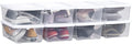 6 Quart Stackable Plastic Storage Shoebox, BPA-Free Nestable Container with Latching Lid to Organize Shoes, See-Through Box for Home and Office, Multi-Purpose Clear Bins (White, 8 Pack)