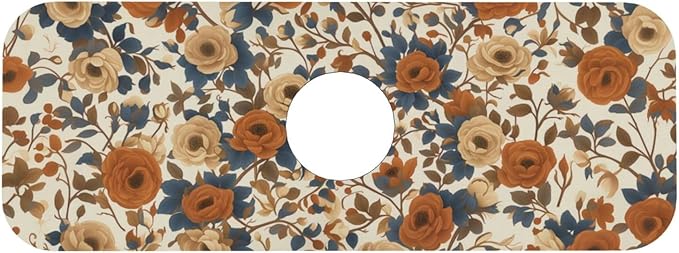 Faucet Draining Mat For Kitchen Sink, Peony Flower Blue Leaves Diatom Mud Absorbent Drain Pad For Bathroom Kitchen Sink Splash Guard Drying Mat