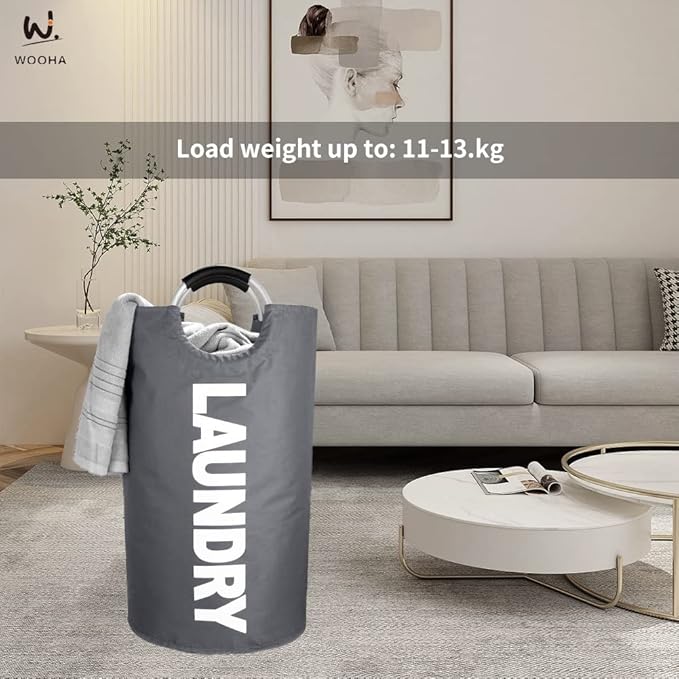 WOOHA 125L Large laundry basket,Collapsible laundry hamper, Tall Clothes Baskets Folding Washing Bin Foldable Fabric Hamper Bags for Bedroom, Closet,Bathroom,College,laundry bag,Darkgray