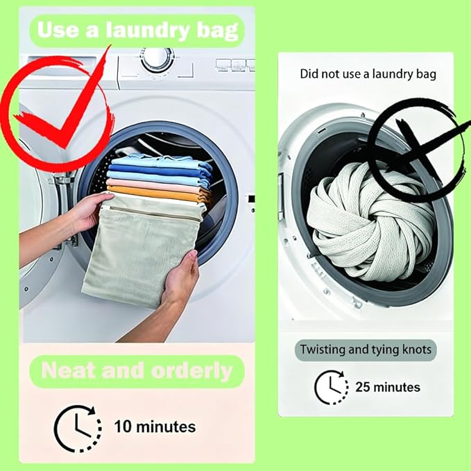 6 cotton mesh laundry bags, resistant to deformation and anti-tangling for washing machines: for sorting and protecting clothes