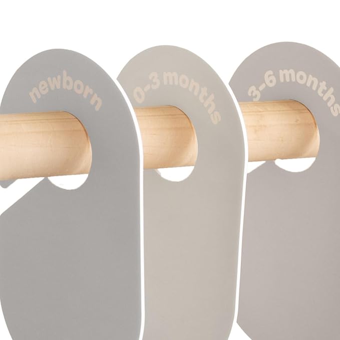 3 Sprouts Baby Closet Dividers Set of 8 - Baby Clothes Organizer Toddler Hanger, Double-Sided Size Labels - Nursery Organization for Baby Clothing Newborn Infant to 2T Boy & Girl - Gray & Beige