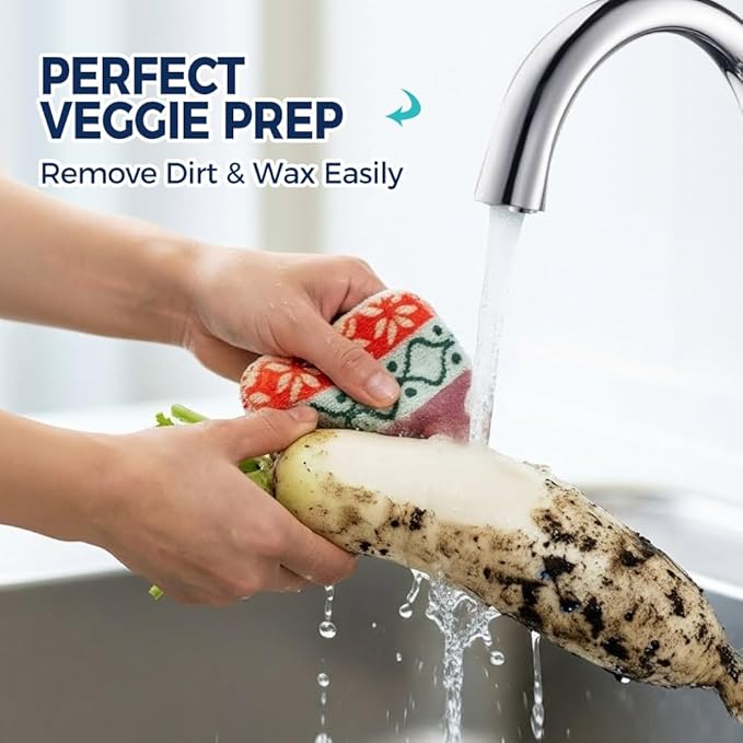 Amarelle GEN II Dish Washing Scrubbers (5-Pack) 2-in-1, Made in Green Kitchen Scrubbers for Dishes, Non Scratch Pot & Pan Scrubber, Dual-Sided Heavy-Duty Scouring Pads, Reusable (Nordic Folk)