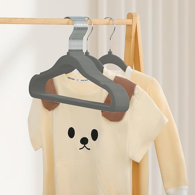 GoodtoU Velvet Baby Hangers Kid Hangers Clothing 11" Toddler Infant Hanger for Nursery 20 Pack - Drak Grey