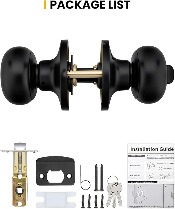 Goldenwarm Keyed-Alike Black Exterior Door Knob with Lock and Key, Front Door Knob, Matte Black Door Knobs Exterior Entry 1 Pack