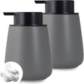 12Oz Grey Foaming Soap Dispenser - Ceramic Foam Hand Soap Dispenser Set with Easy-to-Press Pump, Refillable Liquid Dish Soap Dispensers for Bathroom and Kitchen, 2 Pack