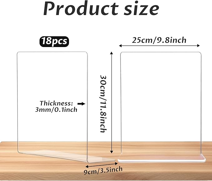 Ukontagood 18 Pack Shelf Dividers for Closet Organization, 11.8''×9.8'' Deep Acrylic Clear Vertical Shelves Separators for Home Organization Enthusiasts