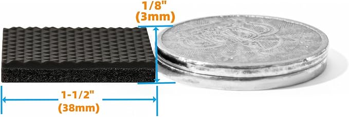 Furnigear Non Slip Furniture Pads - Self Adhesive Rubber Anti Skid Pads Grippers Rubber Chair Feet Furniture Pad for Hardwood Floors -Protectors for Furniture Table Legs Anti Slip 32 Pcs 1-1/2" Square