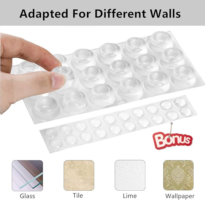 Door Knob Stopper Rubber Wall Protector, Door Knob Bumpers for Wall, 36PCS Small Door Stopper and 20 PCS Bumper Pads, Bumpers Doorstop, Cabinet Door Wall Protector