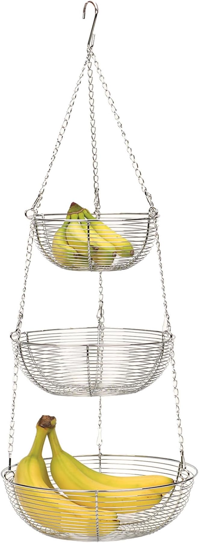 RSVP International Hanging Storage Collection 3-Tier Baskets, Chrome Woven Wire