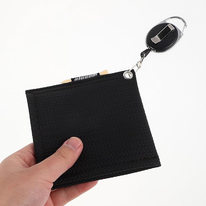 Hemoton Golf Towel for Golf Clubs with Retractable Clip Black Microfiber Cleaning Cloth for Men and Women
