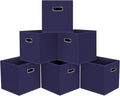 Black Foldable Storage Cubes Bins, Fabric Storage Box Cubes Organizer Baskets with Dual Handles for Home Organizer,Set of 6,(Navy Blue)