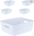 5PCS Plastic Storage Baskets, Small Baskets for Organizing, Small Pantry Organizer Basket Bins. For Countertops, Cabinets, Bedrooms, and Bathrooms Wait (White)