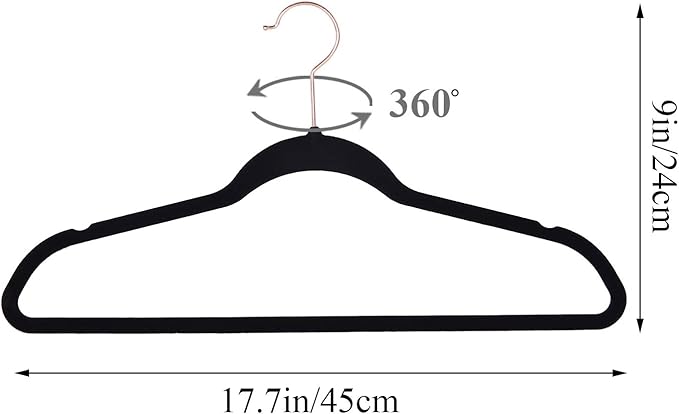 VECELO Premium Velvet Clothes Hangers Suit Heavy Duty (100 Pack)-Non Slip & Space-Saving with 12 Finger Clips & 2Tie Rack Excellent for Men and Women,Black