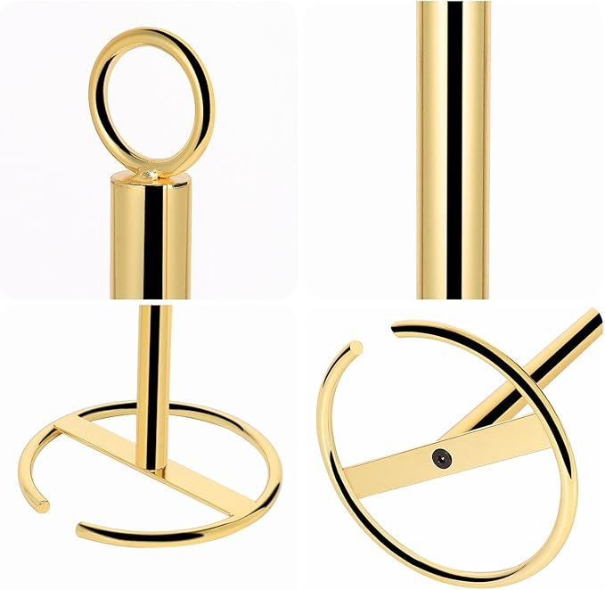 NearMoon Bath Toilet Paper Holder Stand, Freestanding Tissue Paper Storage with Reserve, Space Toilet 4 Rolls Holder for Bathroom/Kitchen Countertop-All Metal (2 Pack, Chrome Gold)