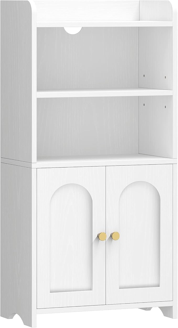 Small Bathroom Storage Cabinet, Bathroom Organizers and Storage with 2 Doors and Shelves, Floor Cabinet Freestanding with Adjustable Shelf for Small Spaces, White 7.9" D x 14.6" W x 29.6" H