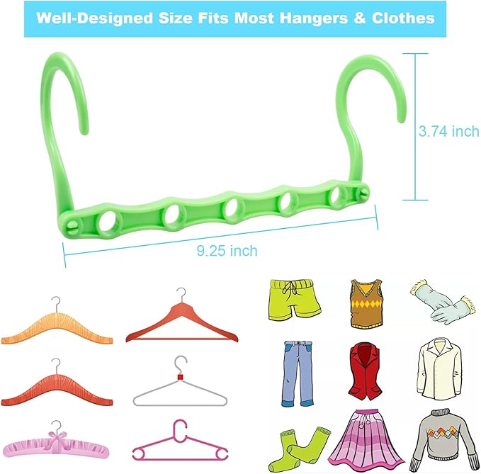 DUCOO 10 PCS Space Saving Hangers, 5-Hole Magic Hangers - Sturdy Plastic Hanger, Closet Organizers for Clothes Storage, College Dorm Essentials, Home Organization (Color)