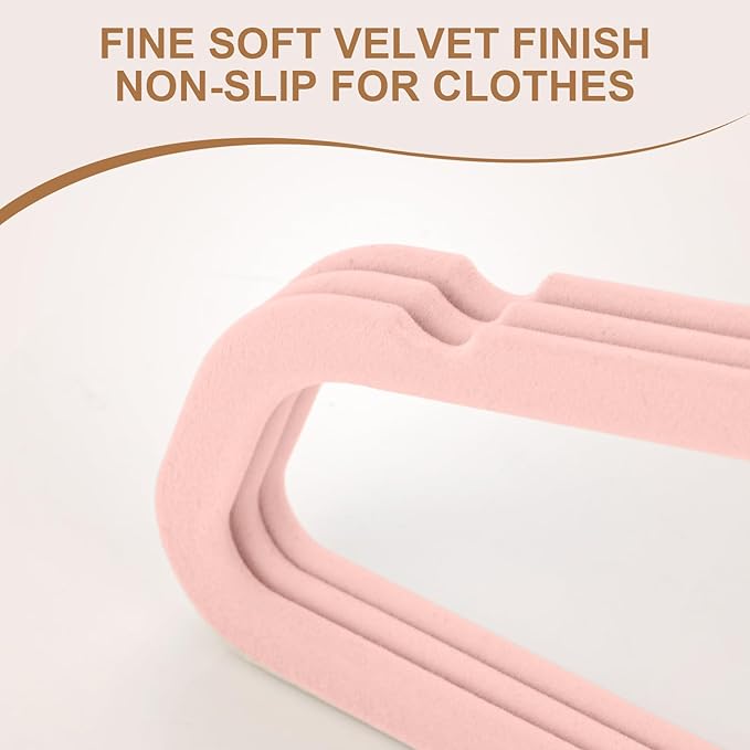TIMMY 36-Pack Velvet Hangers with Gold Hooks - Space-Saving Non-Slip Heavy-Duty Clothes Hangers for Coats, Suits, Dresses, and Sweaters - Slim Design (Blush Pink+Gold)