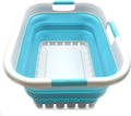 SAMMART 41L (10.8 gallon) Collapsible Plastic Laundry Basket - Foldable Pop Up Storage Container/Organizer - Portable Washing Tub - Space Saving Hamper/Basket (3 handled rectangular, Grey/Bright Blue)