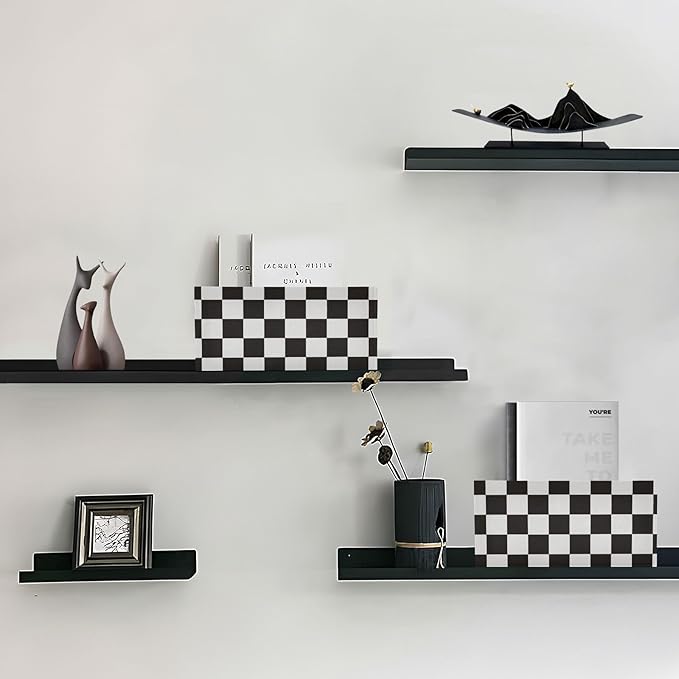 Checkered Black Closet Storage Bins 2 Pcs Felt Open Home Storage Containers Organizer with Handles Collapsible Shelf Basket for Home Office Craft Room Classroom Fabric