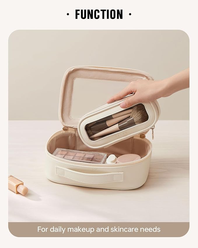 EACHY Clear Makeup Bag Cosmetic Organizer, Waterproof Travel Cosmetic Case with Zipper for Women, Transparent Toiletry and Skincare Pouch, Portable Car or Purse Bag for Travel Essentials
