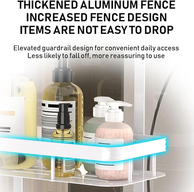 Over Door Shower Caddy, White Rustproof Bathroom Organizer, 2-Tier Storage Rack, 11.81x5.31 Inch Shelves, No Drilling Required