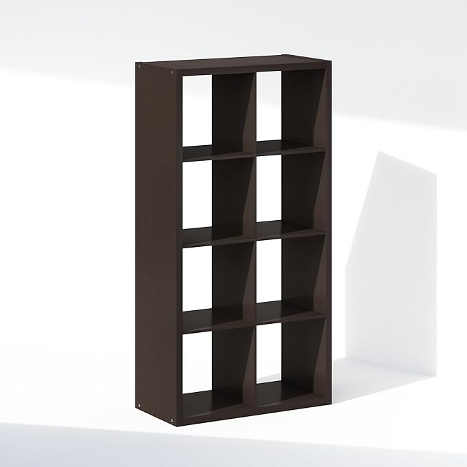 Furinno Cubic Closet Organizers and Storage, 8-Cube Closet Organizer, Open Shelf Closet Storage, Extra Thick Frame for Wardrobe, Bedroom, Living Room, Dark Oak