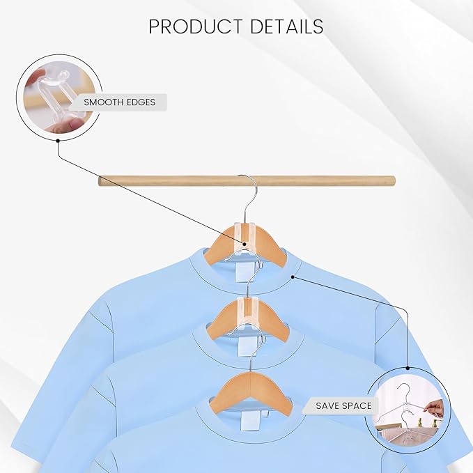 Hanger Hooks Space Saving, 60PCS Clothes Hanger Connector Hooks Closet Space Savers for Hanging Clothes, Clear