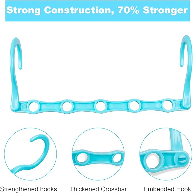 DUCOO 10 PCS Space Saving Hangers, 5-Hole Magic Hangers - Sturdy Plastic Hanger, Closet Organizers for Clothes Storage, College Dorm Essentials, Home Organization (Color)