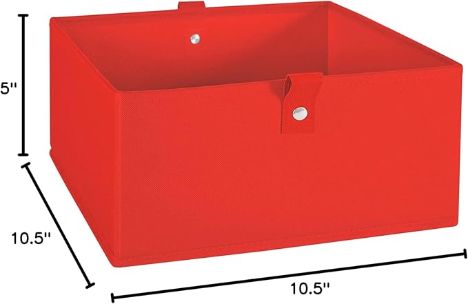 RiverRidge Kids 2pc Folding Storage Bins Set - 10.5” Bin Organizers with Handles - Red Closet Organizers and Storage for Toys, Games, Shoes - Foldable Cube Storage Organizer Bins for Playroom, Nursery