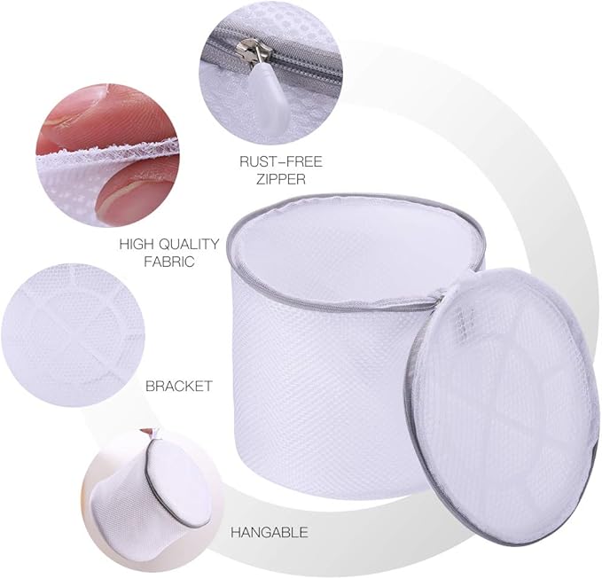 Kimmama Bra Washing Bags for Laundry, Lingerie Bags for Washing Delicates, Bra Laundry Bag for Washing Machine, Sandwish Mesh, 7x7x7"