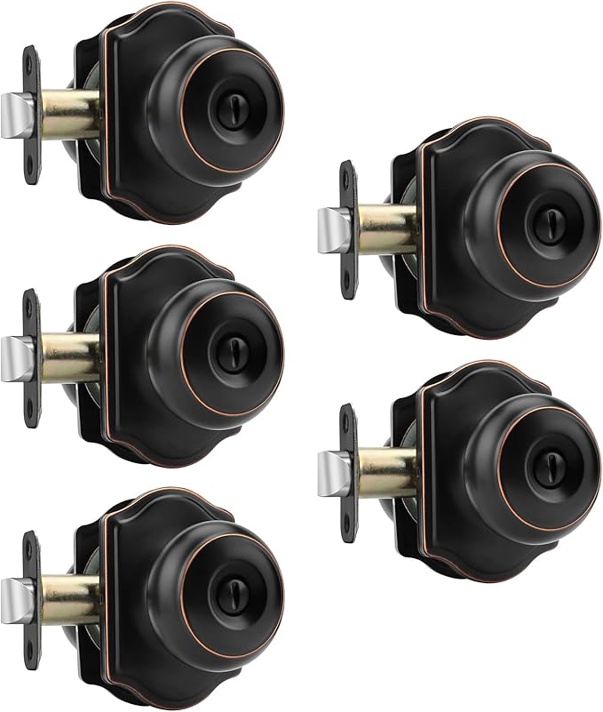 Haidms Oil Rubbed Bronze Door Knobs Interior, Privacy Interior Door knobs, Bronze Indoor Doorknobs for Bedroom or Bathroom (5 Pack)