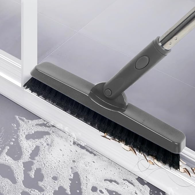 CELOX Grout Brush with Long Handle, Tile Grout Cleaner Brush for Tile Floors, for Shower Tile, for Cleaning Grout, Gray