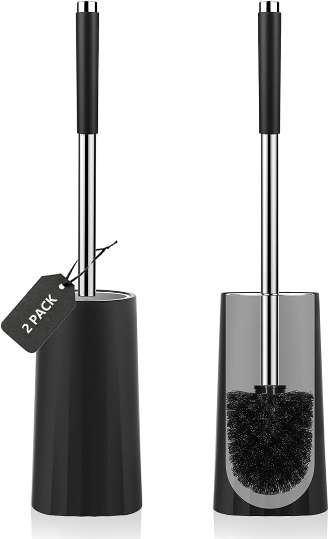 SetSail Toilet Brush, Compact Size Toilet Bowl Brush and Holder Toilet Brushes for Bathroom with Stainless Steel Handle Toilet Cleaner Brush with Durable Scrubbing Bristles, 2 Packs