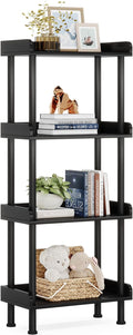Hosfais Small Wooden Bookcase, 4-Tier Black Rustic Etagere Bookshelf for Living Room & Bedroom, Storage Organizer