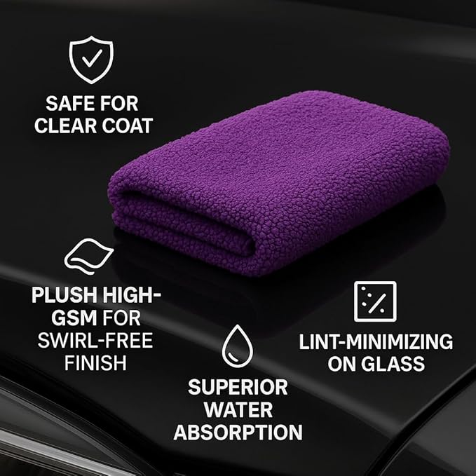 Paks Edgeless Microfiber Towels for Cars - 16x16 Microfiber Cleaning Cloth - 10-Pack Extra Absorbent Microfiber Towels Dish Towels, Streak-Free