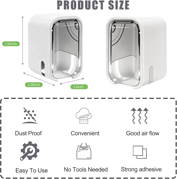 OIZOIZ 2 Pack Mini Toothbrush Holder Wall Mounted with Cover, Single Slot Toothbrush Storage Organizer for Shower, Compact Toothbrush Holders for Bathroom & Travel, Ideal for Family Tooth Brushes