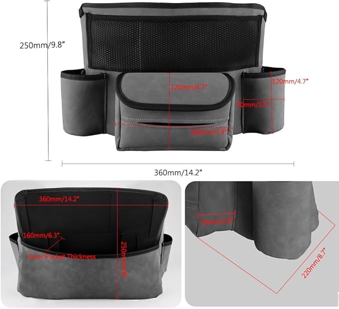 Car Organizer, Leather Large Capacity Car Purse Holder Between Seats, Seat Back Net Bag Double-sided Tissue Storage Handbag Holder Car Divider (Black)