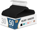 Velvet Clothes Hangers (50 Pack) Heavy Duty Durable Suit Hanger Vibrant Color Hangers Lightweight Space Saving Coat Hangers for Closet -Black-Silver
