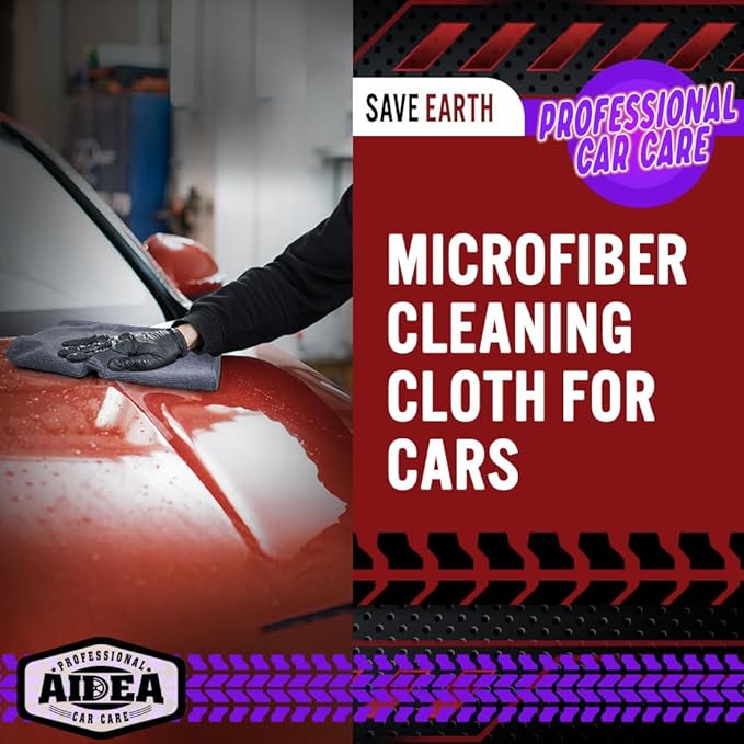 AIDEA Microfiber Cleaning Cloth Grey 10PK, Micro Fiber Cloth for Cleaning Cars, Premium All Purpose Car Towels, Dusting Cloth Cleaning Rags SUVs, House, Kitchen, Window, Workshops, 12"×12"