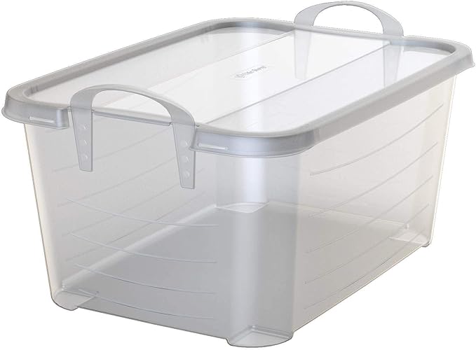 Life Story 12 Pack Light Duty Stackable Storage Bin, 55 Quart Home Organizer, Versatile Lightweight Locking Bins with Carrying Handles, Clear