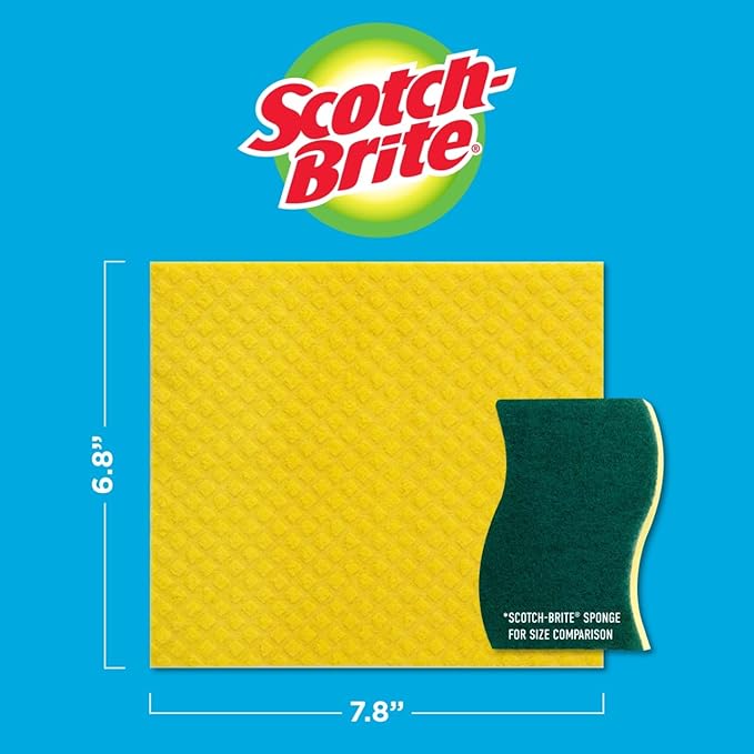 Scotch-Brite Sponge Cloth, Swedish Dish Cloths, Reusable Alternative to Paper Towels, 24 Sponge Cloths