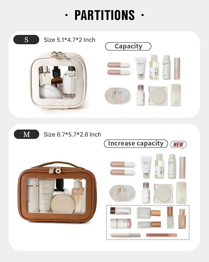 EACHY Clear Makeup Bag，Waterproof TSA Approved Toiletry Bag with Zipper for Women, Make Up Organizer and Skincare Pouch, Portable Car or Purse Bag for Travel Essentials