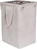 Full Circle Loads of Fun Collapsible Hamper – Laundry Basket for Dirty Clothes & Towels – Tall Standing Organic Cotton Laundry Bag with Long Handles - Ideal for Bathroom, Bedroom or Kids’ Room, Gray