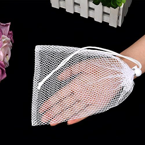 TecUnite 10 Pcs Mesh Bags Drawstring Laundry Bags Large Nylon Mesh Gift Dishwasher Bag with Sliding Drawstring for Kitchen Jewelry Gifts Wedding Favor Home(5.5 x 7.5 Inch,White)