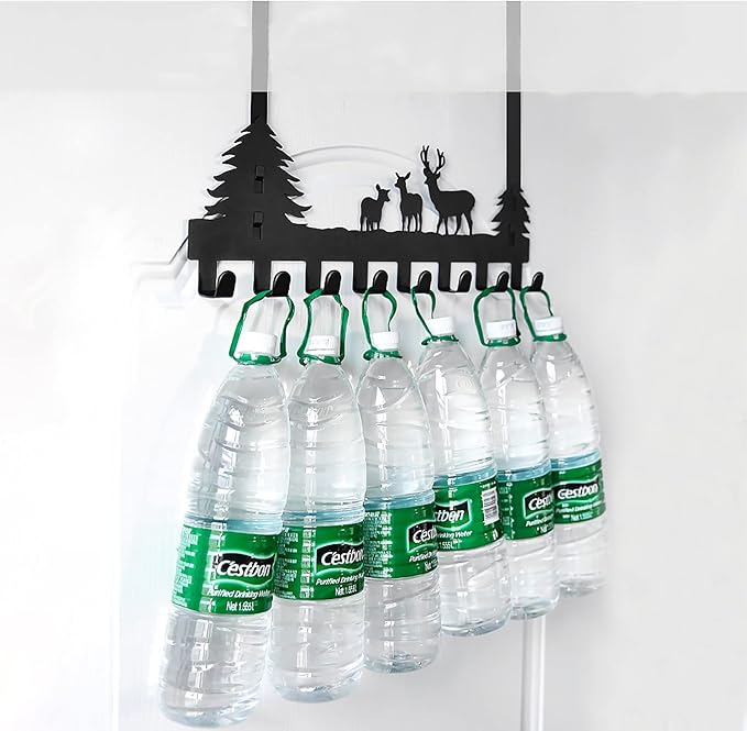 BeiLeiNiceHK Over The Door Hook Easy Installation Organizer Coat Hooks Wall Mounted Metal Towel Hook Rack Animal Deer Hanger for Bathrooms Door Hanging Dual Mounted Key Hooks 8-Hooks,Black