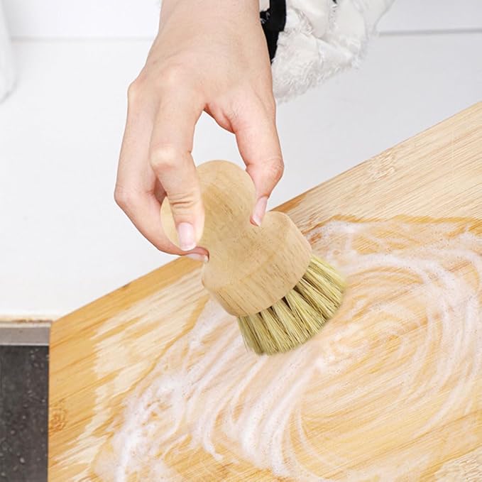 Cutting Board Oil Wax Applicator & Scrub Brush Set, Bamboo Sisal Fiber and Sponge for Wooden Utensils, Worktops, and Food-Safe Mineral Oil Maintenance