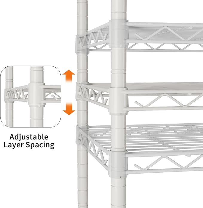 SINGAYE 3 Small Shelves Storage Shelf Wire Shelving Unit Metal Shelf Adjustable Organizers Storage Shelving with Wheels for Bathroom Laundry Room Kitchen Pantry11.5”D x 17.5”W x 30.5”H White