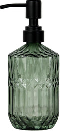 18oz Green Glass Soap Dispenser, Refillable Kitchen, Bathroom Thick Glass Soap Dispenser with Black Rustproof Pump for Dishwashing Liquid, Hand Soap, Lotion, Body Wash (Green-Black Pump)