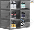 US 15 XXL 6 Pack Shoe Storage Box, Shoe Boxes Clear Plastic Stackable, Shoe Container for Organizing Sneaker and Basketball Shoes (XL BLACK 6 PACK)